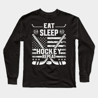 Eat Sleep Hockey Repeat Long Sleeve T-Shirt